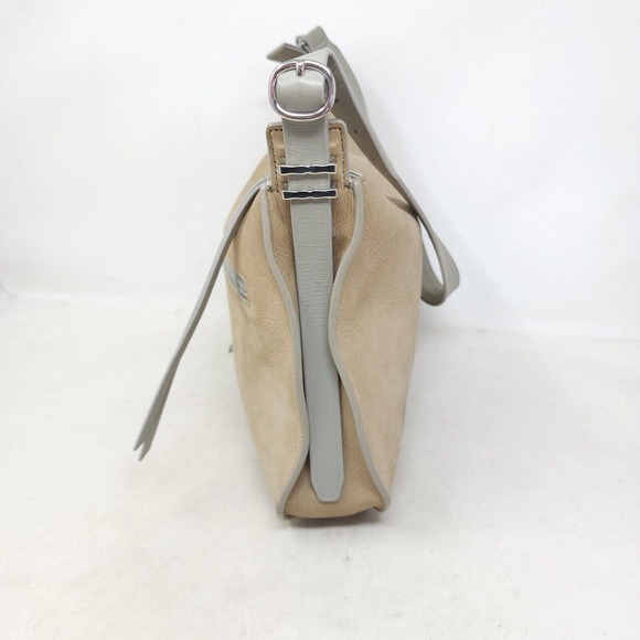 Allsaints Womens Purse Cooper Hobo Beige Nubuck Leather Western Saddle Bag - Picture 4 of 11
